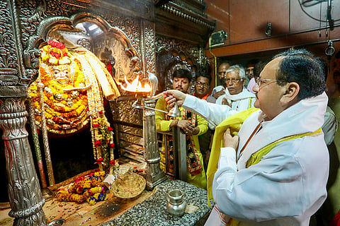 JP Nadda at the Kaal Bhairav ​​Temple